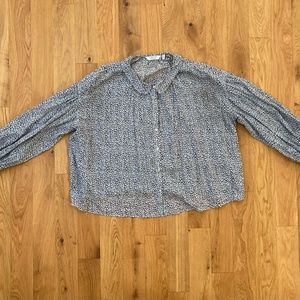 & Other Stories Ditsy Floral Loose Cotton Button Up Blouse Size M